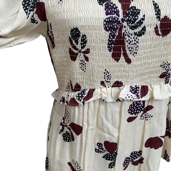 NWT Ba&sh Daya Ivory Floral Polka Dot Midi Dress Small Romantic French - Picture 10 of 16